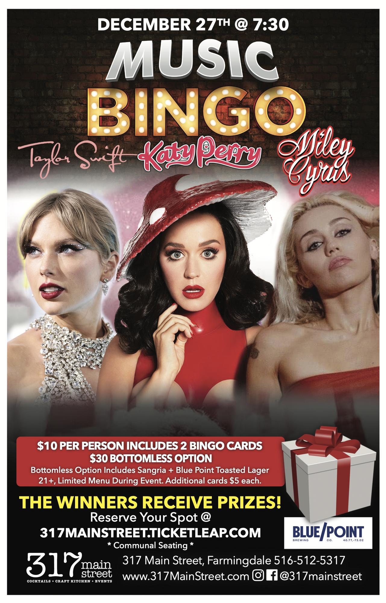 Taylor S, Miley Cyrus, and Katy Perry Music Bingo